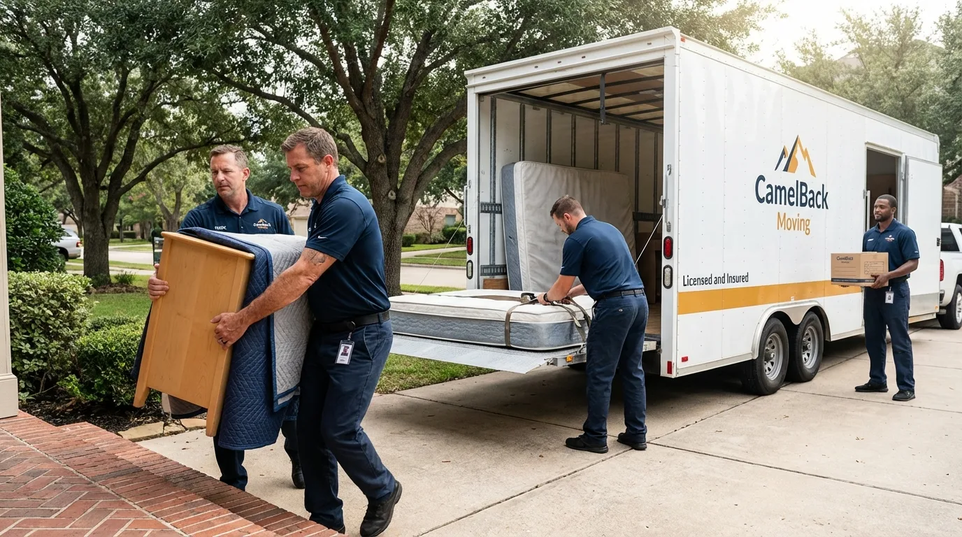 Crew loading residential truck for cross-state move from Sea Cliff, NY