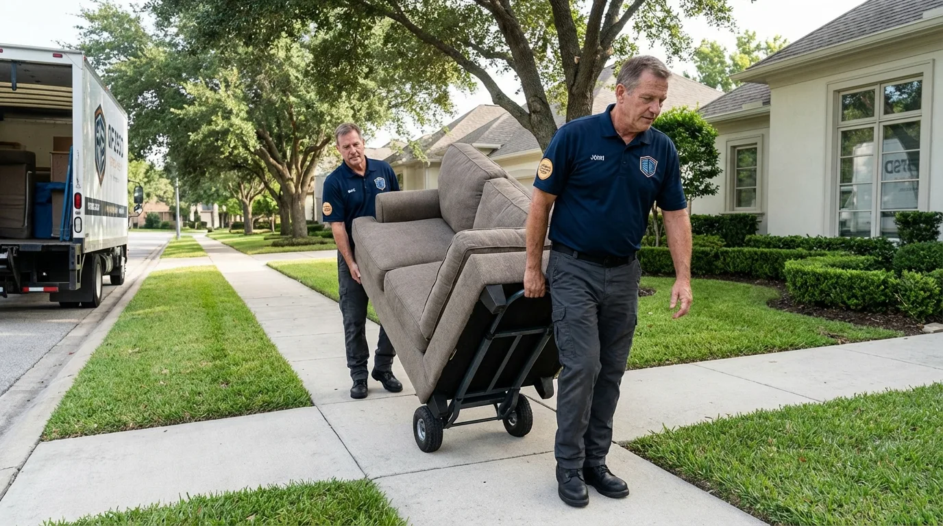 Local residential moving crew loading furniture in Sea Cliff, NY